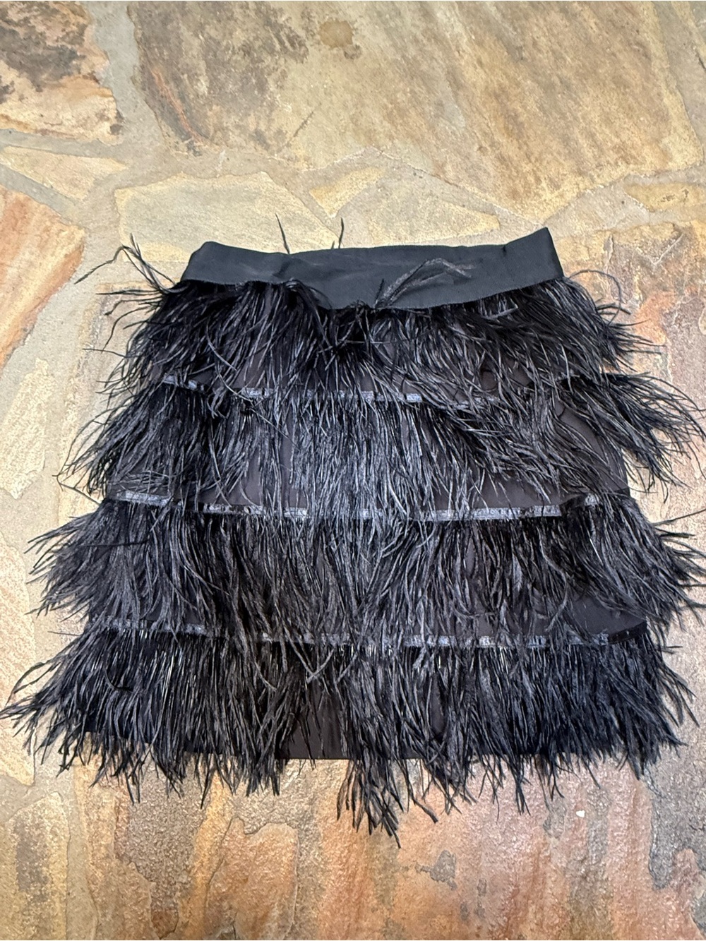 Amaryllis Black Feather Mini Skirt Size 4 Party Cocktail Statement